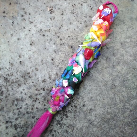 Colorful Braided Ponytail On Black Hair Elastic, Accessories For Girls, Teens - Picture 1 of 6